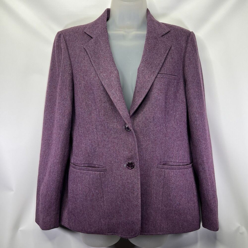 Austin Hill Purple Wool Blend Blazer Vintage Size 12 Fitted 90s Preppy